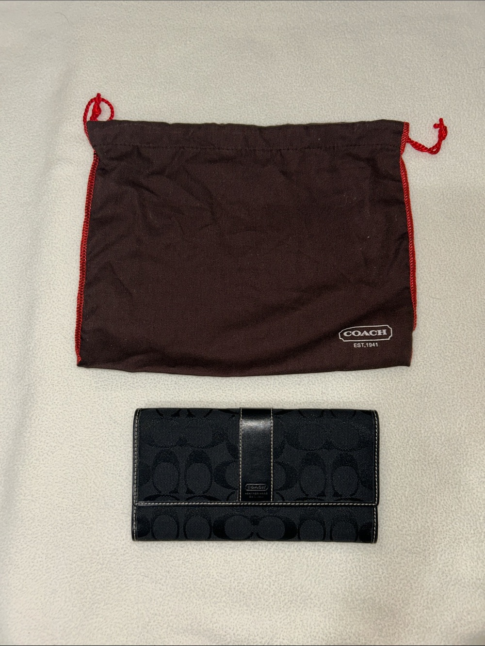 Coach Black Signature Continental Card Holder Wallet